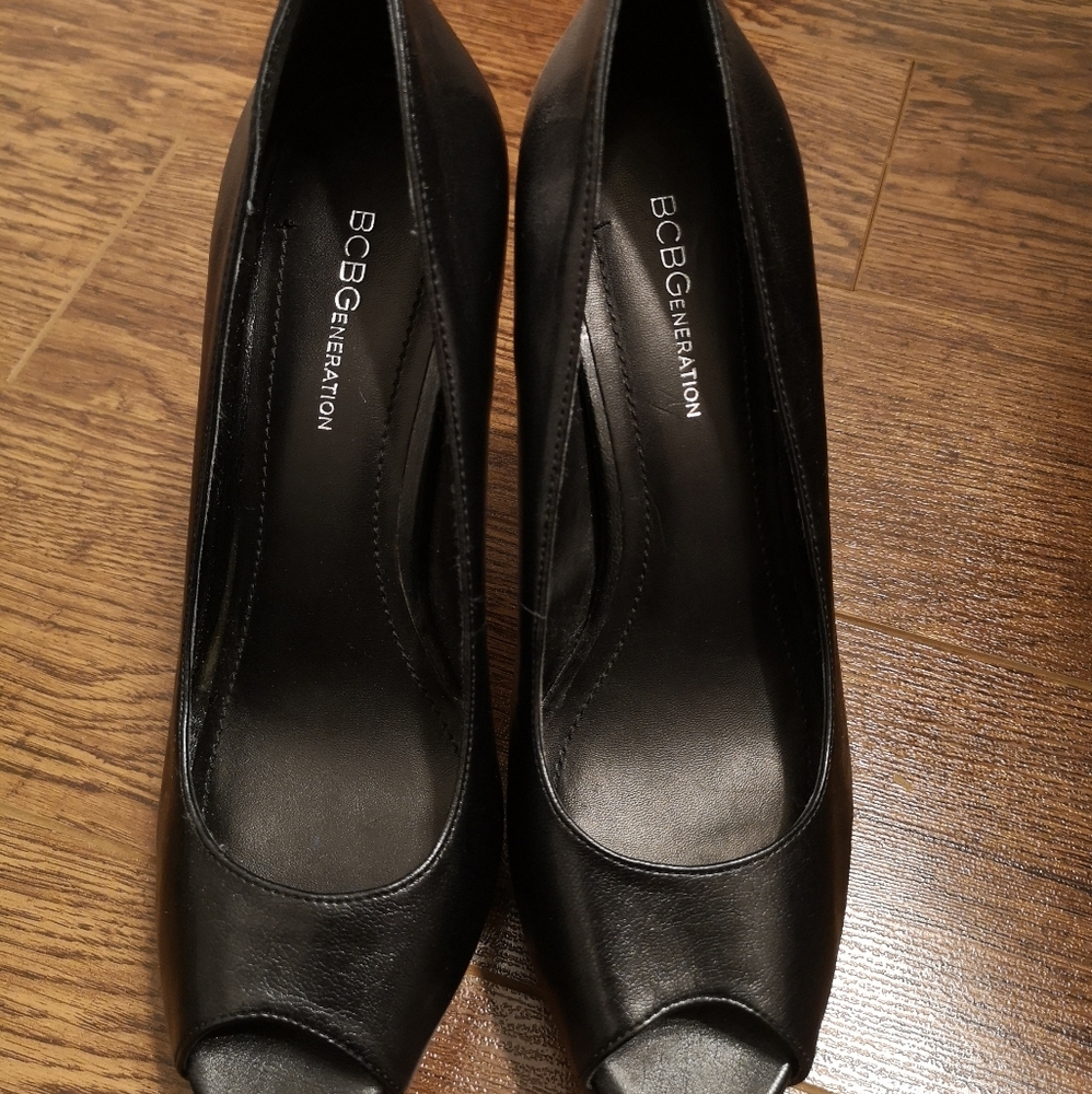 BCBG Black Leather Heels